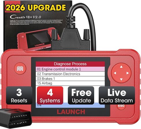 [جديد 2023] LAUNCH X431 Creader VII+ قارئ رموز السيارة، أداة مسح ضوئي كاملة EOBD Obd2 لاختبار المحرك/ناقل الحركة/ABS/ نظام الوسادة الهوائية، تحديث مجاني مدى الحياة in Saudi Arabia