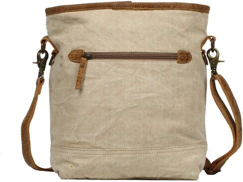 Myra Bag Tribe Strip Upcycled Canvas & Cowhide Leather Bag S-1210 in Saudi Arabia