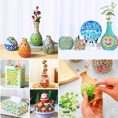 500g 340 Piece Glass Mosaic Tiles for Crafts Bulk – Mini Mosaic Glass Pieces for DIY Art Projects, Home Decor, Assorted Colors and Shapes in Saudi Arabia