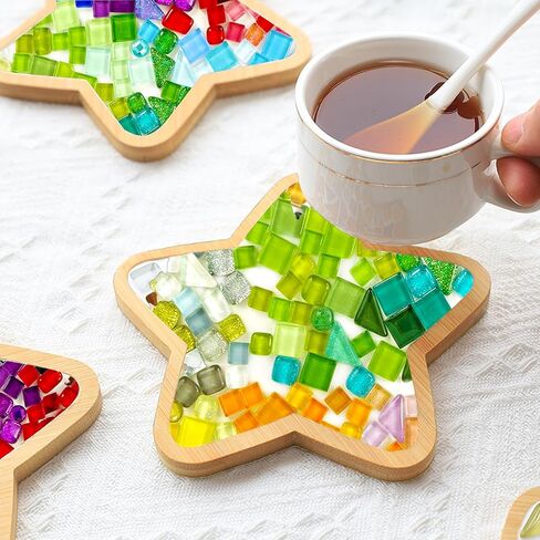 500g 340 Piece Glass Mosaic Tiles for Crafts Bulk – Mini Mosaic Glass Pieces for DIY Art Projects, Home Decor, Assorted Colors and Shapes in Saudi Arabia