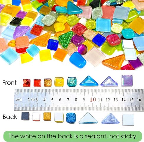 500g 340 Piece Glass Mosaic Tiles for Crafts Bulk – Mini Mosaic Glass Pieces for DIY Art Projects, Home Decor, Assorted Colors and Shapes in Saudi Arabia