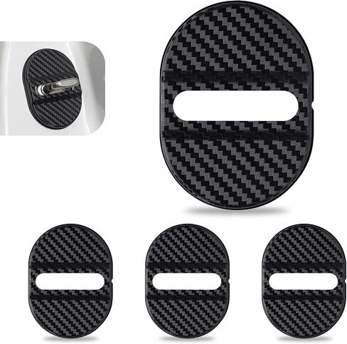 Car Door Latches Cover, Carbon Fiber Silicone Car Door Latch Covers, Automotive Door Lock Protection Decoration Accessories, Universal for Most Cars (Black) in Saudi Arabia
