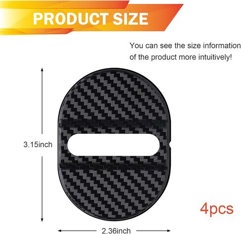 Car Door Latches Cover, Carbon Fiber Silicone Car Door Latch Covers, Automotive Door Lock Protection Decoration Accessories, Universal for Most Cars (Black) in Saudi Arabia