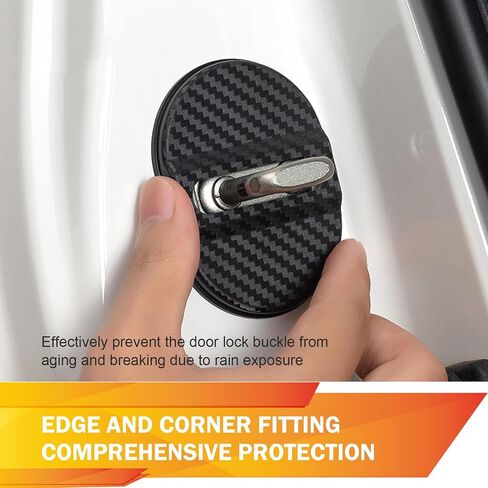 Car Door Latches Cover, Carbon Fiber Silicone Car Door Latch Covers, Automotive Door Lock Protection Decoration Accessories, Universal for Most Cars (Black) in Saudi Arabia
