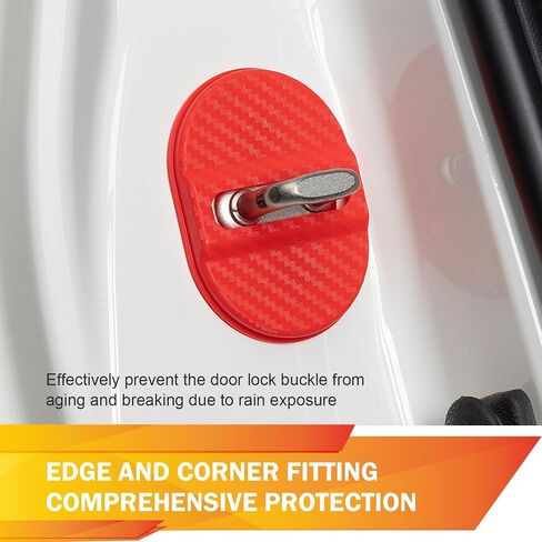 Car Door Latches Cover, Carbon Fiber Silicone Car Door Latch Covers, Automotive Door Lock Protection Decoration Accessories, Universal for Most Cars (Black) in Saudi Arabia