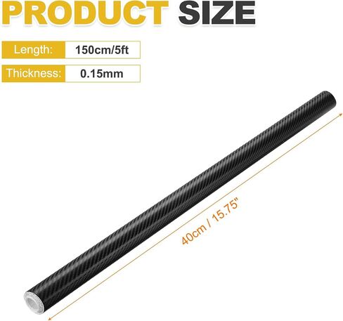 HARFINGTON 1 Set 4D Carbon Fiber Vinyl Wrap 15.75" x 5ft PVC Self-Adhesive Car Sticker Waterproof Wrap Roll for DIY Decor Automotive Exterior Interior Protection with Scraper Tool, Black in Saudi Arabia