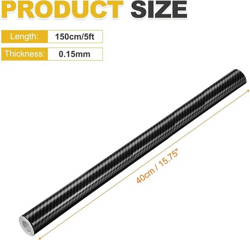 harfington 1 مجموعة ألياف الكربون الفينيل التفاف 15.75 "× 5ft البلاستيكية ذاتية اللصق ملصق السيارة للماء التفاف لفة للديكور diy السيارات الحماية الداخلية الخارجية مع أداة مكشطة، فضي أسود in Saudi Arabia