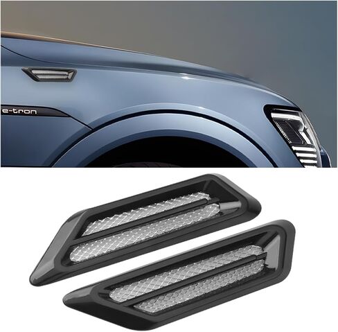 2PCS Car Hood Vent Scoop Kit, Shark Gills Vehicle Bonnet Engine Hood Vent Air Intake Trim Cover, Auto Air Flow Grille Decoration Cover, Universal Auto Exterior Decor Accessories (Black) in Saudi Arabia