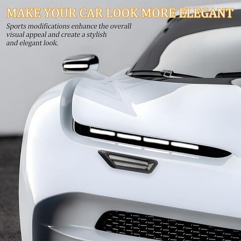 2PCS Car Hood Vent Scoop Kit, Shark Gills Vehicle Bonnet Engine Hood Vent Air Intake Trim Cover, Auto Air Flow Grille Decoration Cover, Universal Auto Exterior Decor Accessories (Black) in Saudi Arabia