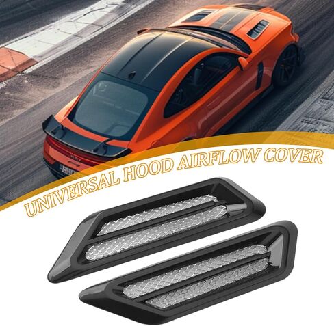2PCS Car Hood Vent Scoop Kit, Shark Gills Vehicle Bonnet Engine Hood Vent Air Intake Trim Cover, Auto Air Flow Grille Decoration Cover, Universal Auto Exterior Decor Accessories (Black) in Saudi Arabia