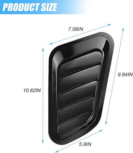 Car Hood Vent Trim, Vehicle Scoop Bonnet Hood Side Air Intake Trim Cover, Automotive Exterior Engine Cooling Intake Vent Decoration, Universal for Automobile RV Truck (Black) in Saudi Arabia