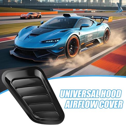 Car Hood Vent Trim, Vehicle Scoop Bonnet Hood Side Air Intake Trim Cover, Automotive Exterior Engine Cooling Intake Vent Decoration, Universal for Automobile RV Truck (Black) in Saudi Arabia