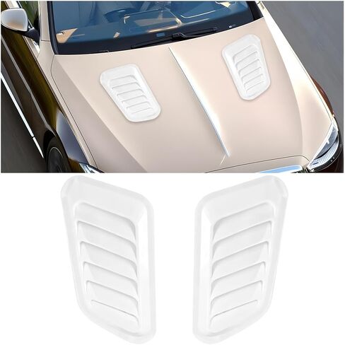 Car Hood Vent Trim, Vehicle Scoop Bonnet Hood Side Air Intake Trim Cover, Automotive Exterior Engine Cooling Intake Vent Decoration, Universal for Automobile RV Truck (Black) in Saudi Arabia
