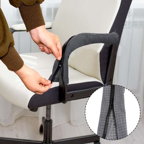 Office Chair Armrest Covers, Zipper Chair Slipcover, Office Removable Arm Rest Covering, Stretch Chair Armrest Covers, Office Seat Hand Rest Protector, Arm Covers Protectors for Office Chair(Grey) in Saudi Arabia