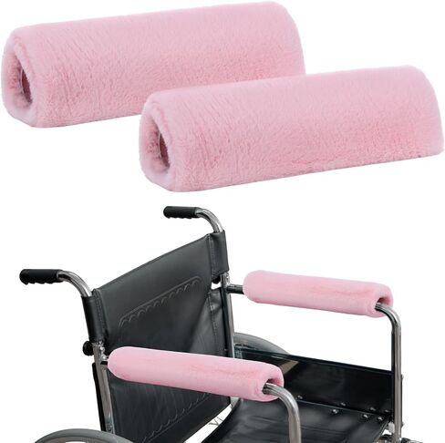 2 Pcs Wheelchair Armrest Covers Soft Fluffy Foam Wheelchair Armrest Pads Non Slip Arm Rest Cover Cushion Pad for Armchairs Office Chairs (Pink) in Saudi Arabia