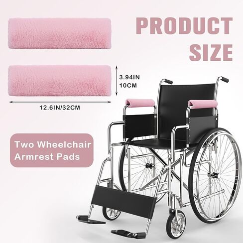 2 Pcs Wheelchair Armrest Covers Soft Fluffy Foam Wheelchair Armrest Pads Non Slip Arm Rest Cover Cushion Pad for Armchairs Office Chairs (Pink) in Saudi Arabia