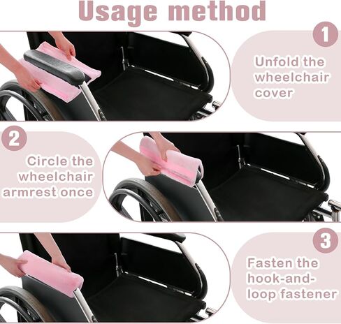 2 Pcs Wheelchair Armrest Covers Soft Fluffy Foam Wheelchair Armrest Pads Non Slip Arm Rest Cover Cushion Pad for Armchairs Office Chairs (Pink) in Saudi Arabia