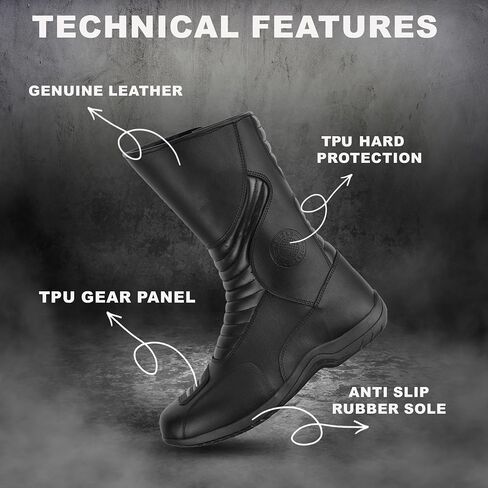 Motorcycle Boots for Men Comfortable Fit Riding Armored Boots with Zipper, Anti-Slip Sole, Reinforced Street Racing Shoes in Saudi Arabia