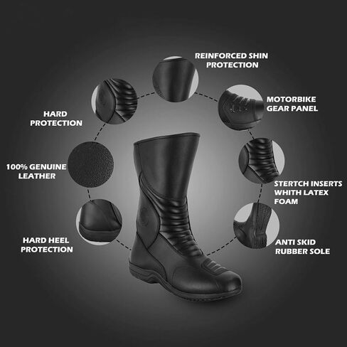 Motorcycle Boots for Men Comfortable Fit Riding Armored Boots with Zipper, Anti-Slip Sole, Reinforced Street Racing Shoes in Saudi Arabia