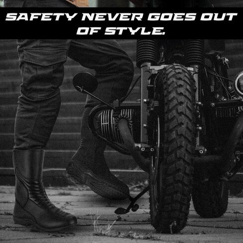 Motorcycle Boots for Men Comfortable Fit Riding Armored Boots with Zipper, Anti-Slip Sole, Reinforced Street Racing Shoes in Saudi Arabia