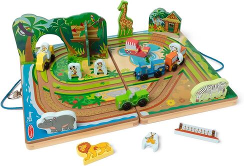 Melissa & Doug Disney Take-Along Safari Adventure Wooden Play Set with Built-in Tracks – 20 Pieces | Mickey Mouse, Minnie, Wooden Toy for Boys and for Girls 3+ - FSC Certified in Saudi Arabia