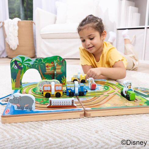 Melissa & Doug Disney Take-Along Safari Adventure Wooden Play Set with Built-in Tracks – 20 Pieces | Mickey Mouse, Minnie, Wooden Toy for Boys and for Girls 3+ - FSC Certified in Saudi Arabia