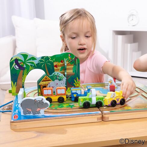 Melissa & Doug Disney Take-Along Safari Adventure Wooden Play Set with Built-in Tracks – 20 Pieces | Mickey Mouse, Minnie, Wooden Toy for Boys and for Girls 3+ - FSC Certified in Saudi Arabia