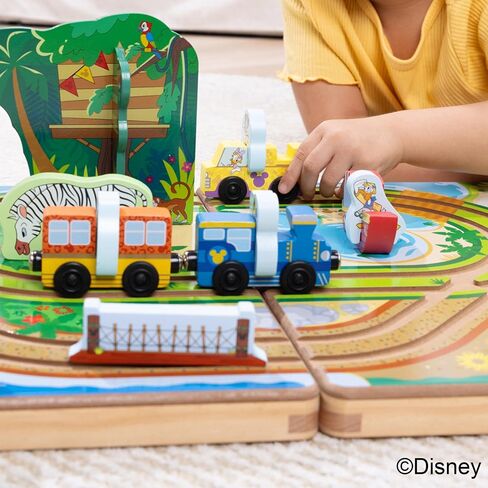 Melissa & Doug Disney Take-Along Safari Adventure Wooden Play Set with Built-in Tracks – 20 Pieces | Mickey Mouse, Minnie, Wooden Toy for Boys and for Girls 3+ - FSC Certified in Saudi Arabia