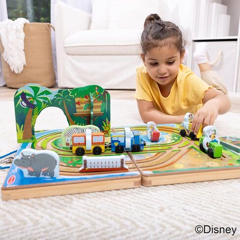 Melissa & Doug Disney Take-Along Safari Adventure Wooden Play Set with Built-in Tracks – 20 Pieces | Mickey Mouse, Minnie, Wooden Toy for Boys and for Girls 3+ - FSC Certified in Saudi Arabia