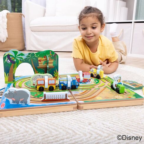 Melissa & Doug Disney Take-Along Safari Adventure Wooden Play Set with Built-in Tracks – 20 Pieces | Mickey Mouse, Minnie, Wooden Toy for Boys and for Girls 3+ - FSC Certified in Saudi Arabia
