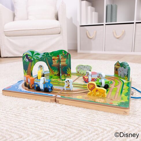 Melissa & Doug Disney Take-Along Safari Adventure Wooden Play Set with Built-in Tracks – 20 Pieces | Mickey Mouse, Minnie, Wooden Toy for Boys and for Girls 3+ - FSC Certified in Saudi Arabia