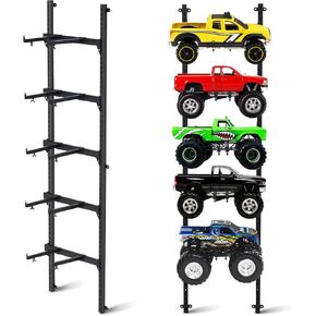 حامل سيارة RC على الحائط، رف سيارة RC قابل للتعديل من 5 طبقات مع براغي رف تخزين لمحطة العمل، حامل حائط لشاحنات السيارات بمقياس 1/6، 1/10، 1/12، 1/18، 1/24، 1/32 in Kuwait