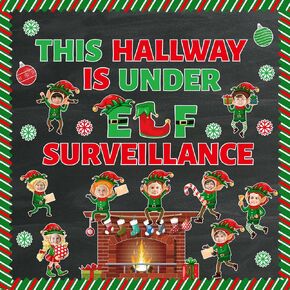 Christmas Bulletin Board Decorations, Red Green Holiday Bulletin Board Set for Xmas Classroom Decor, Funny Cartoon Theme Merry Christmas Decorations for Office in Saudi Arabia