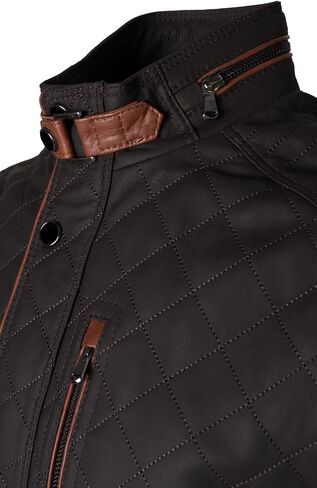 Men's Classic Club Quilted Style Motorcycle Casual Bikers Premium Lambskin Leather Stand Collar Vest For Men in Kuwait