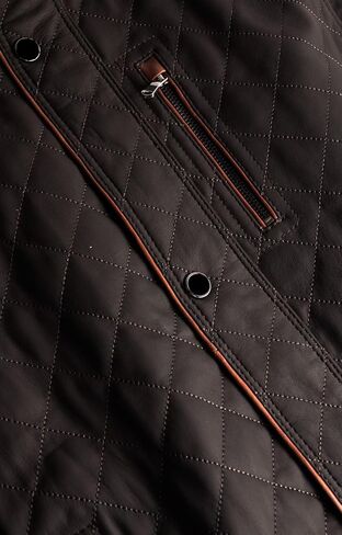 Men's Classic Club Quilted Style Motorcycle Casual Bikers Premium Lambskin Leather Stand Collar Vest For Men in Kuwait