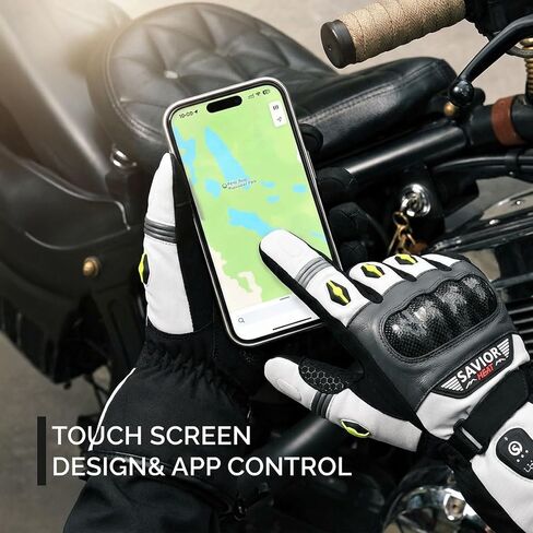 SAVIOR HEAT Heated Motorcycle Gloves for Men & Women, 3000mAh Battery for 11H Heat, Waterproof Windproof Touchscreen Winter Gloves, with Knuckle Guard & Anti-Slip Grip for Riding, Snowmobile in Saudi Arabia