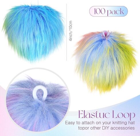 Tatuo 16 Pcs Faux Fur Pom Poms for Hat 4 Inches Large Fluffy Pom Balls for Crafts Knitting Beanies Shoes Scarves Bag Pompoms Keychain Charms Winter DIY Accessories (Colorful) in Saudi Arabia