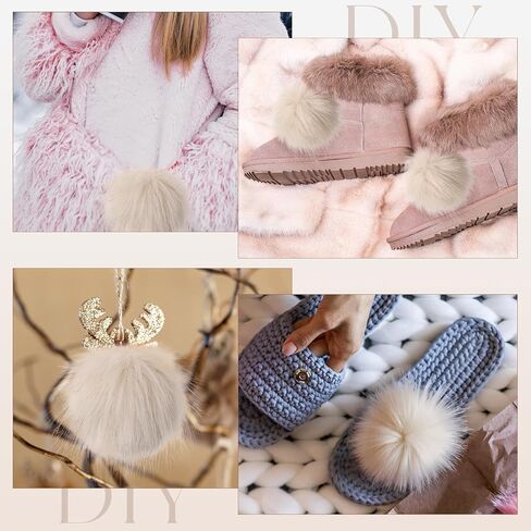 Tatuo 16 Pcs Faux Fur Pom Poms for Hat 4 Inches Large Fluffy Pom Balls for Crafts Knitting Beanies Shoes Scarves Bag Pompoms Keychain Charms Winter DIY Accessories (Colorful) in Saudi Arabia