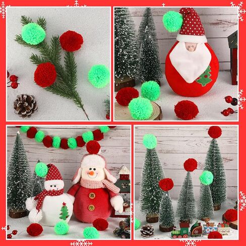 Janinka 80 Pcs 2 Inch Christmas Pom Poms Yarn Arts and Crafts Fuzzy Large Balls Bright for DIY Craft Christmas Decoration(Red, Green) in Saudi Arabia