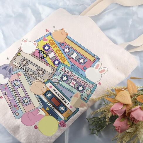 SKZ Kpop Canvas Tote Bag Stay Fandom Gifts SKZ K-POP Boy Group Gift SKZ Character Tote Bag K-POP Music Lover Merch in Saudi Arabia