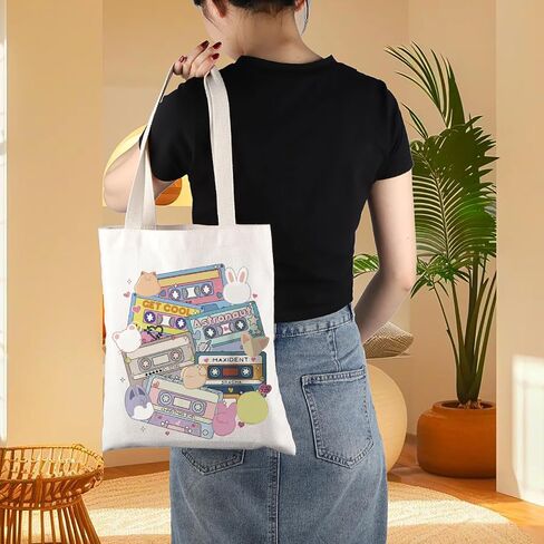 SKZ Kpop Canvas Tote Bag Stay Fandom Gifts SKZ K-POP Boy Group Gift SKZ Character Tote Bag K-POP Music Lover Merch in Saudi Arabia