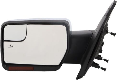 Left Driver Side Mirror Assembly Compatible with F Series 150 2009-2014 Side Door Mirror w/Heated & Turn Signal & Floor Lamp and Memory FO1321411 Chrome (14 Pins) in Saudi Arabia