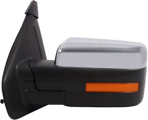 Left Driver Side Mirror Assembly Compatible with F Series 150 2009-2014 Side Door Mirror w/Heated & Turn Signal & Floor Lamp and Memory FO1321411 Chrome (14 Pins) in Saudi Arabia