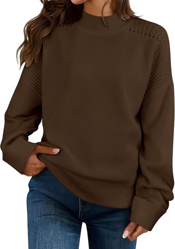 Zyyfly Womens Oversized Mock Neck Sweater Chunky Loose Long Sleeve Casual Fall Knit Pullover Sweaters in Saudi Arabia