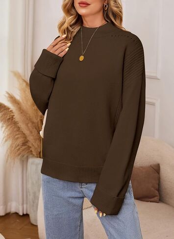 Zyyfly Womens Oversized Mock Neck Sweater Chunky Loose Long Sleeve Casual Fall Knit Pullover Sweaters in Saudi Arabia