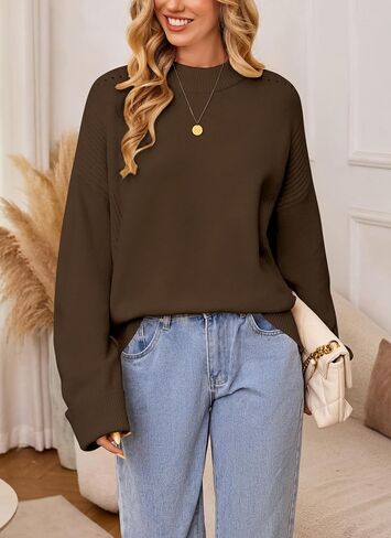 Zyyfly Womens Oversized Mock Neck Sweater Chunky Loose Long Sleeve Casual Fall Knit Pullover Sweaters in Saudi Arabia