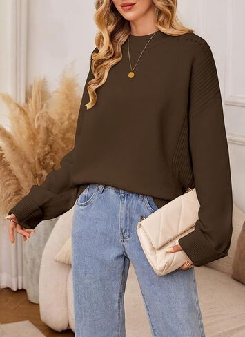 Zyyfly Womens Oversized Mock Neck Sweater Chunky Loose Long Sleeve Casual Fall Knit Pullover Sweaters in Saudi Arabia