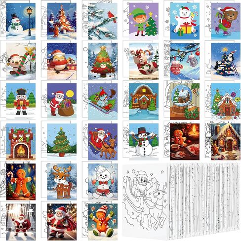 Dispowreath 30 Pcs Christmas Pre Printed Canvas Pre Drawn Canvas Painting 5 x 7 Inch Outline Painting Panels Stretched Panels Paint Set for Beginners, DIY Craft Project, Party Favor, Home Decors in Saudi Arabia