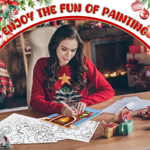 Dispowreath 30 Pcs Christmas Pre Printed Canvas Pre Drawn Canvas Painting 5 x 7 Inch Outline Painting Panels Stretched Panels Paint Set for Beginners, DIY Craft Project, Party Favor, Home Decors in Saudi Arabia
