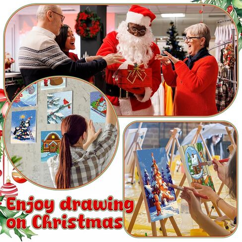 Dispowreath 30 Pcs Christmas Pre Printed Canvas Pre Drawn Canvas Painting 5 x 7 Inch Outline Painting Panels Stretched Panels Paint Set for Beginners, DIY Craft Project, Party Favor, Home Decors in Saudi Arabia